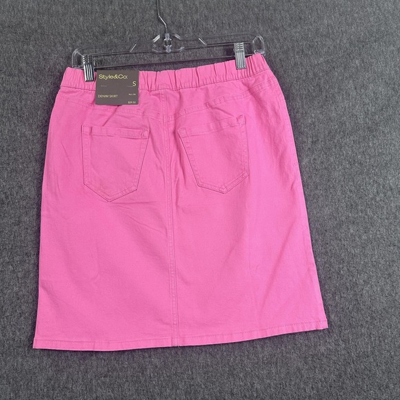 Style & Co Denim Skirt Womens Small Pink Pull On Stretch Pockets Short Casual - Picture 3 of 11